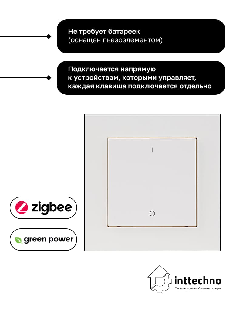 Inttechno INTGPDRS1MONO Беспроводной выключатель 1-клавишный